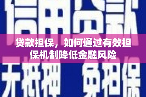 珠海贷款担保，如何通过有效担保机制降低金融风险